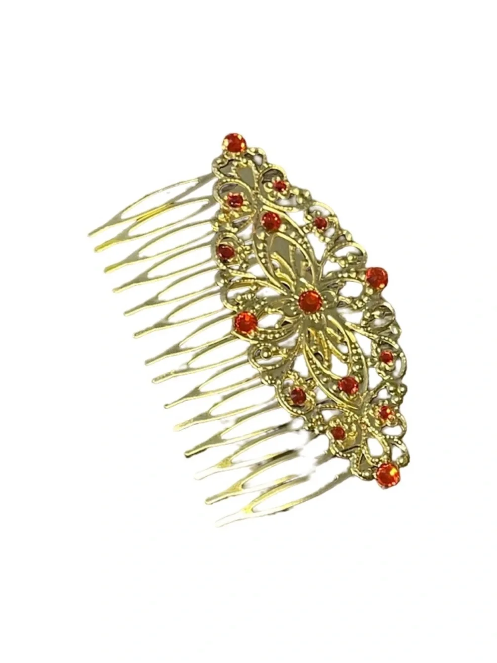 Elegant Gold and Ruby Red Crystal Hair Comb Accessories FINAL PRICE DROP